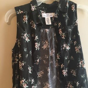 Stylish flowered button down top